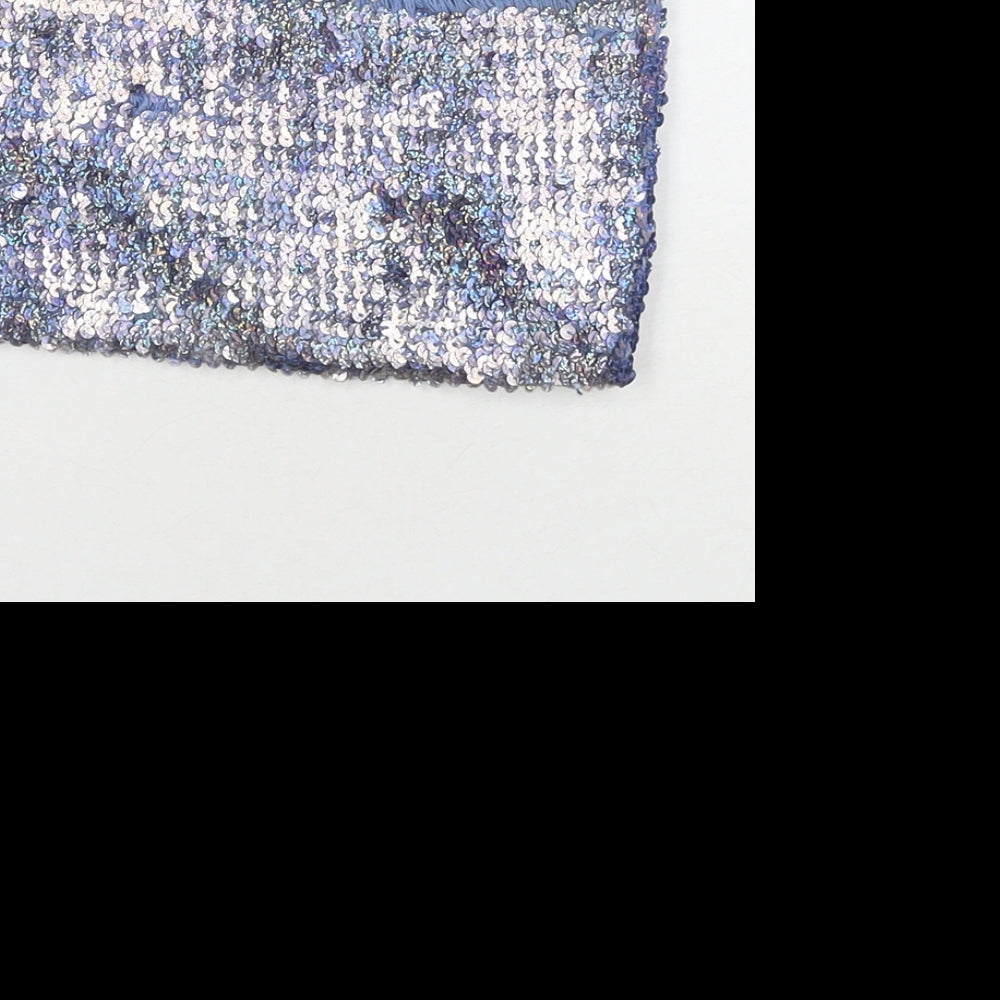 Urban Outfitters Womens Blue Acrylic Cropped Tank Size XS Square Neck - Glitter Sequin Detail