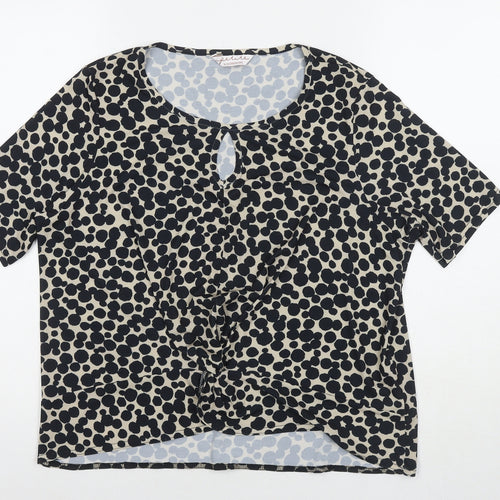 Kaleidoscope Womens Black Polka Dot Polyester Basic Blouse Size 12 Round Neck
