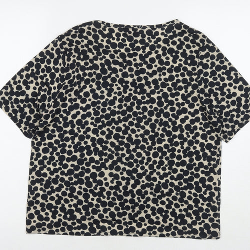Kaleidoscope Womens Black Polka Dot Polyester Basic Blouse Size 12 Round Neck