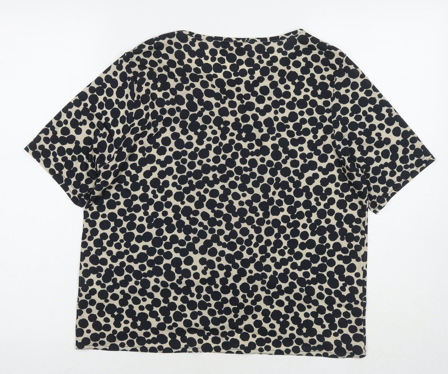 Kaleidoscope Womens Black Polka Dot Polyester Basic Blouse Size 12 Round Neck