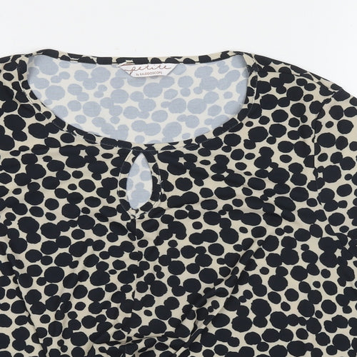 Kaleidoscope Womens Black Polka Dot Polyester Basic Blouse Size 12 Round Neck