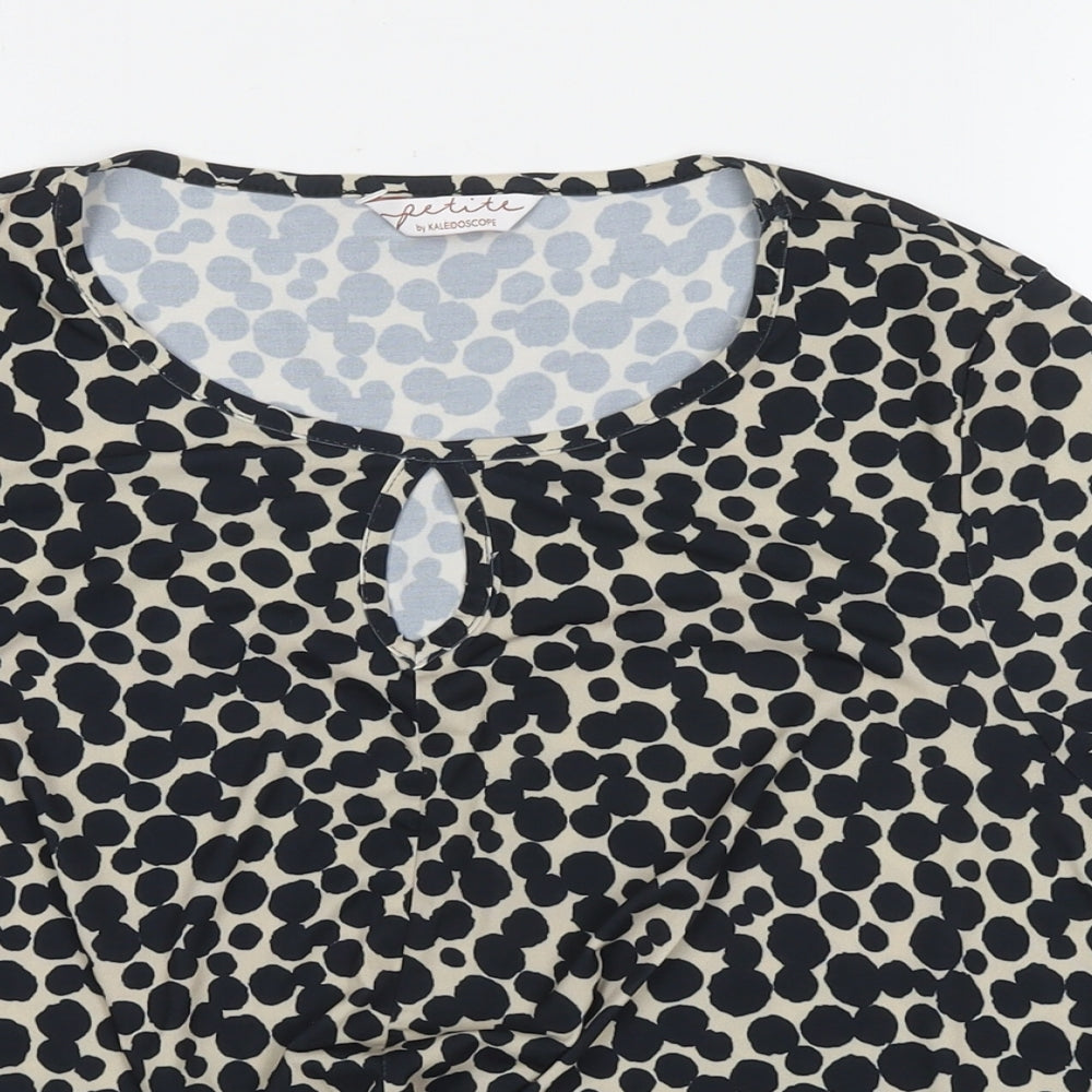 Kaleidoscope Womens Black Polka Dot Polyester Basic Blouse Size 12 Round Neck