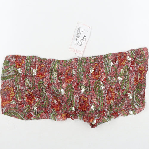 South Beach Womens Multicoloured Geometric Polyester Wrap Tank Size L Square Neck - Sequin Detail