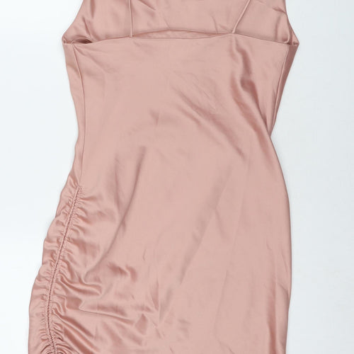 Topshop Womens Beige Polyester Slip Dress Size 8 Cowl Neck Pullover