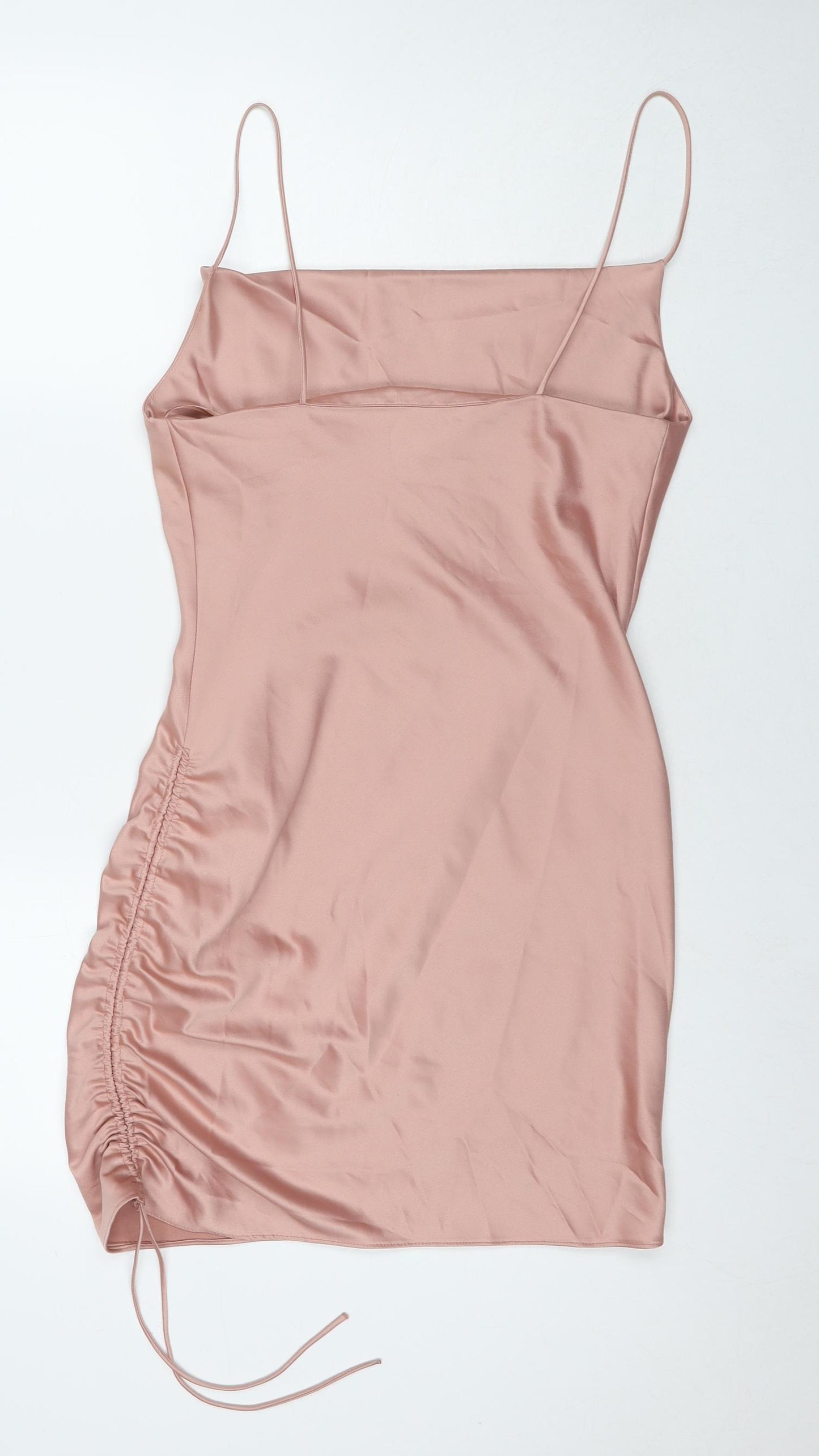 Topshop Womens Beige Polyester Slip Dress Size 8 Cowl Neck Pullover