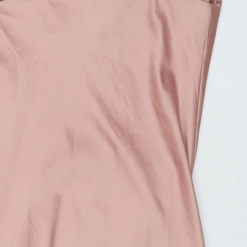 Topshop Womens Beige Polyester Slip Dress Size 8 Cowl Neck Pullover