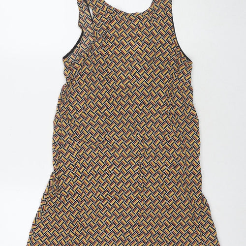 Cooperative Womens Yellow Geometric Viscose Tank Dress Size XS Scoop Neck Pullover