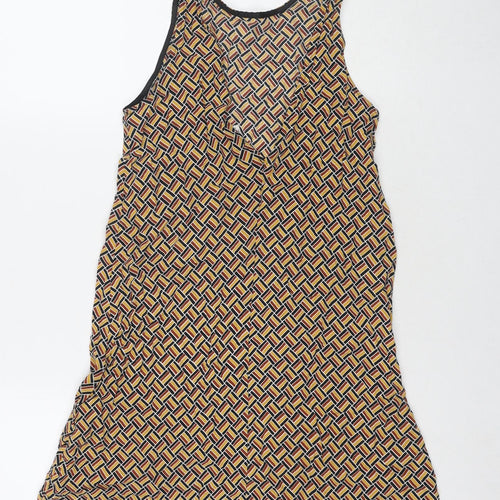 Cooperative Womens Yellow Geometric Viscose Tank Dress Size XS Scoop Neck Pullover