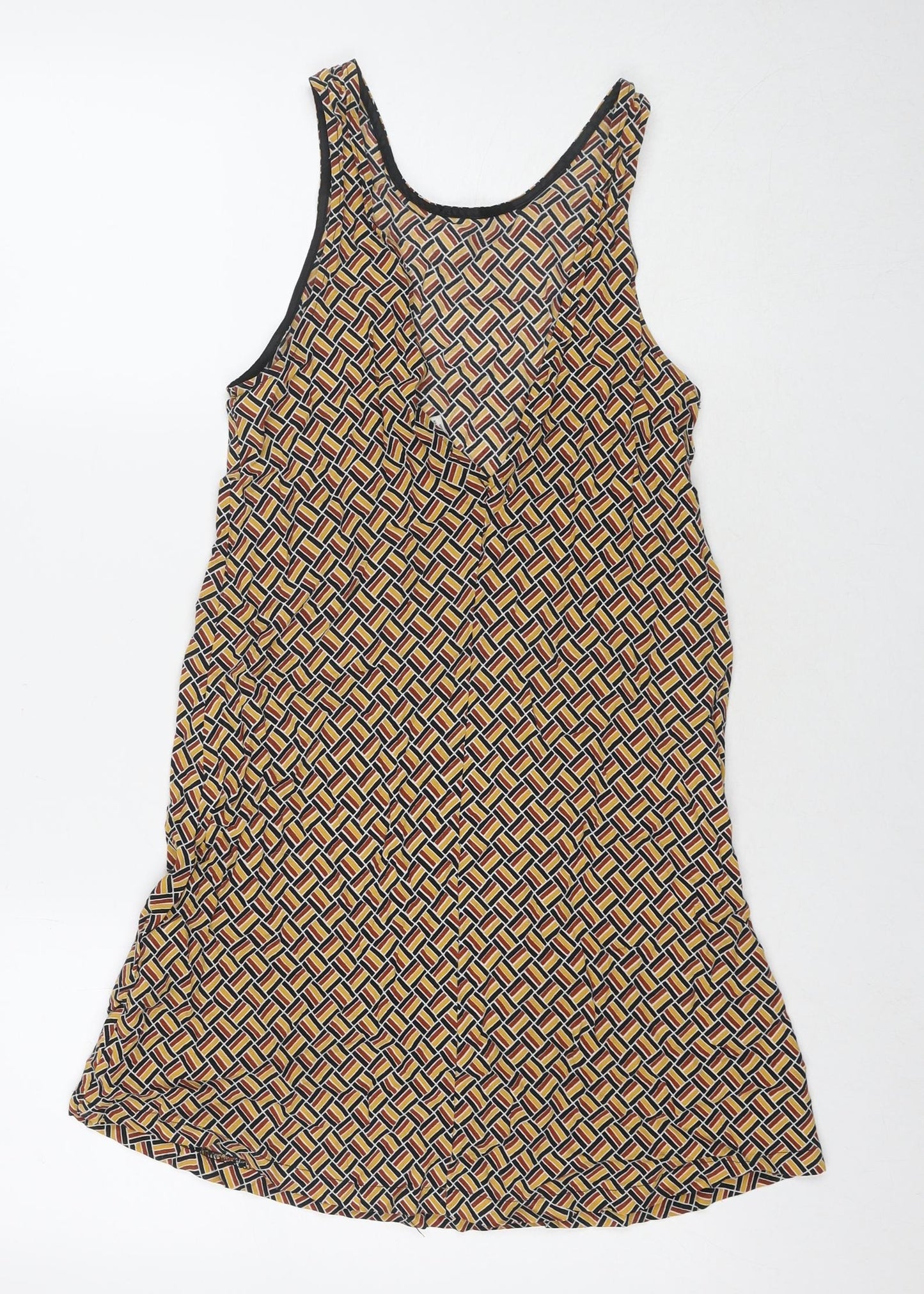 Cooperative Womens Yellow Geometric Viscose Tank Dress Size XS Scoop Neck Pullover