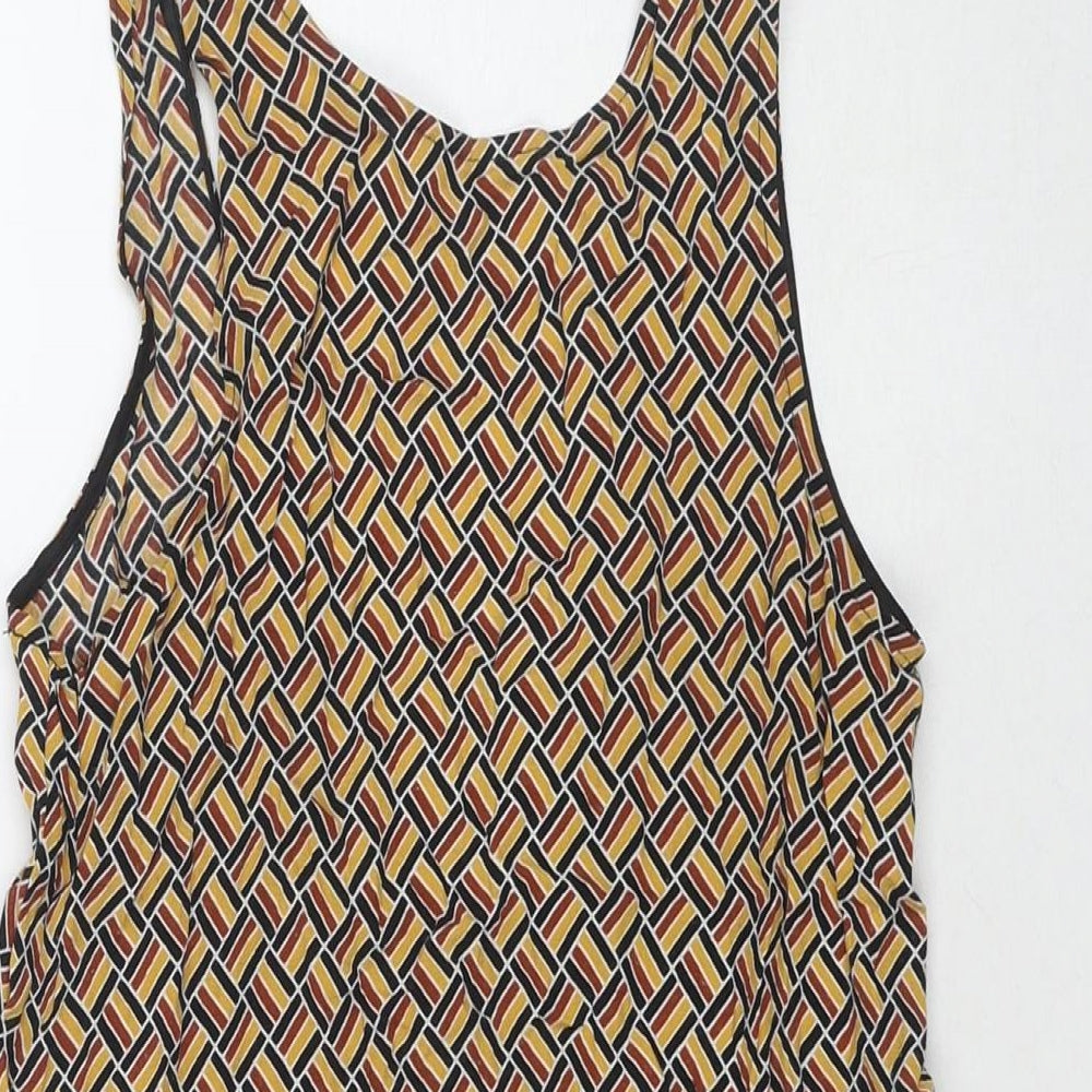 Cooperative Womens Yellow Geometric Viscose Tank Dress Size XS Scoop Neck Pullover