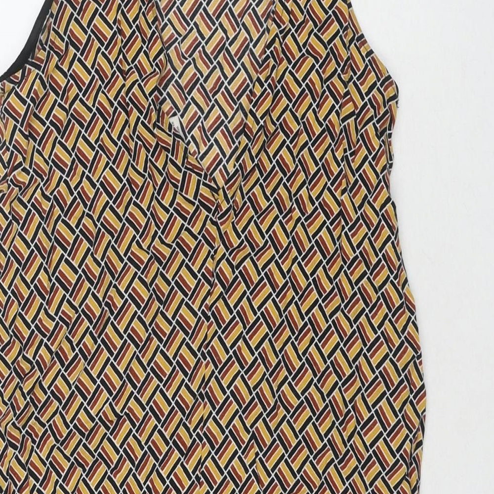 Cooperative Womens Yellow Geometric Viscose Tank Dress Size XS Scoop Neck Pullover