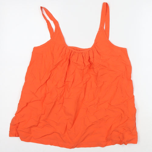 Marks and Spencer Womens Orange Viscose Basic Tank Size 8 Round Neck