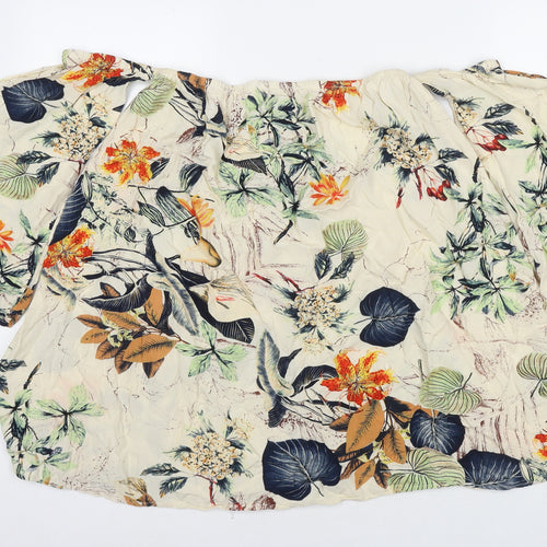 Boohoo Womens Multicoloured Floral Viscose Basic Blouse Size 8 Off the Shoulder