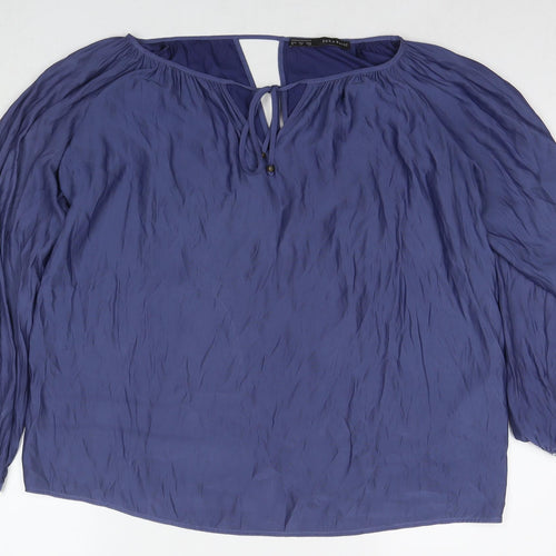 Zara Womens Blue Polyester Basic Blouse Size M Round Neck