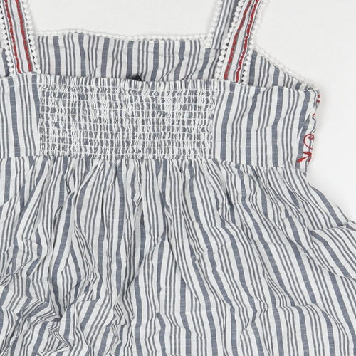 Marks and Spencer Womens Grey Striped Cotton Basic Tank Size 12 Square Neck