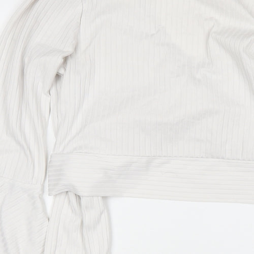 New Look Womens White Polyester Basic Blouse Size 14 V-Neck