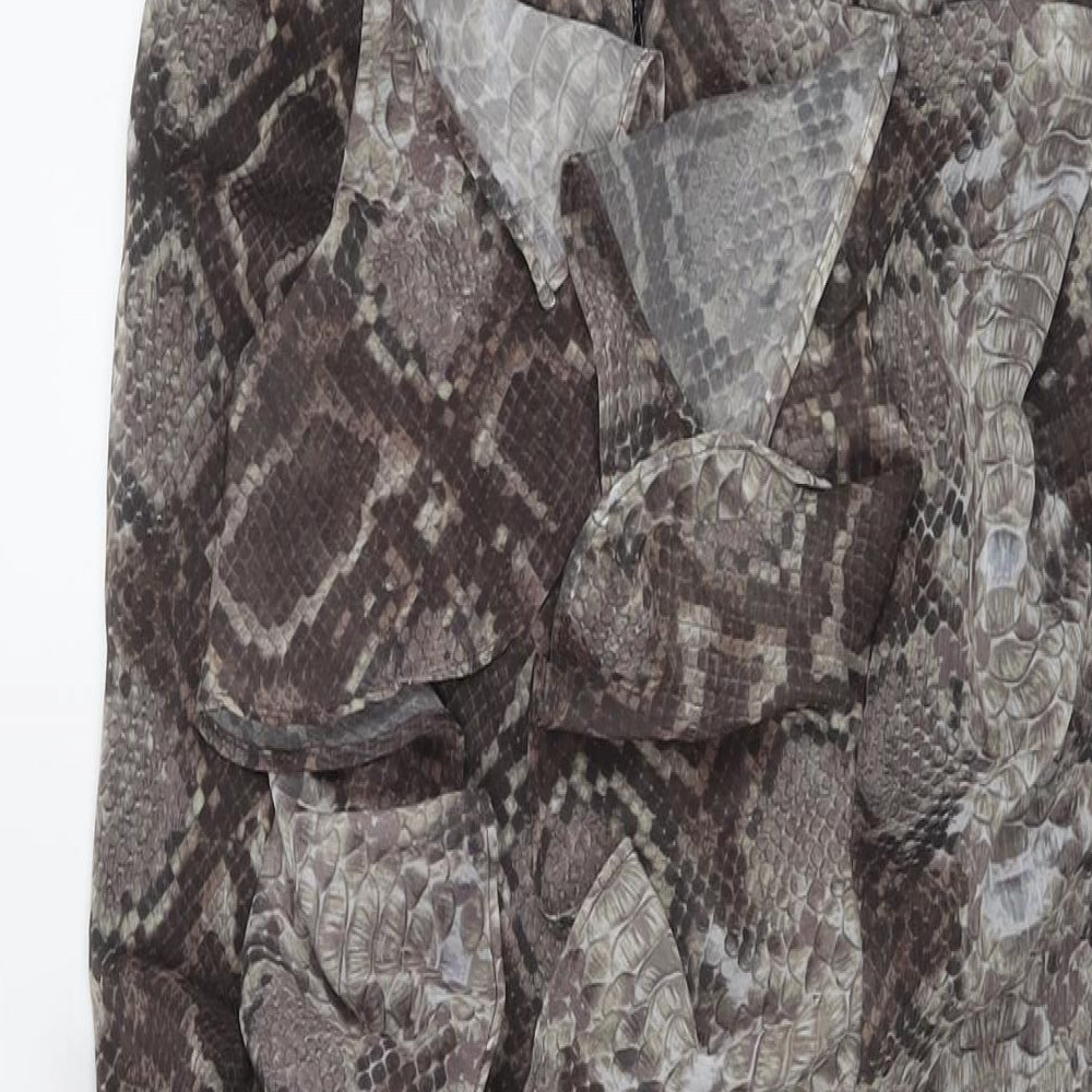 Topshop Womens Brown Animal Print Polyester Maxi Size 12 V-Neck Pullover - Snake Pattern