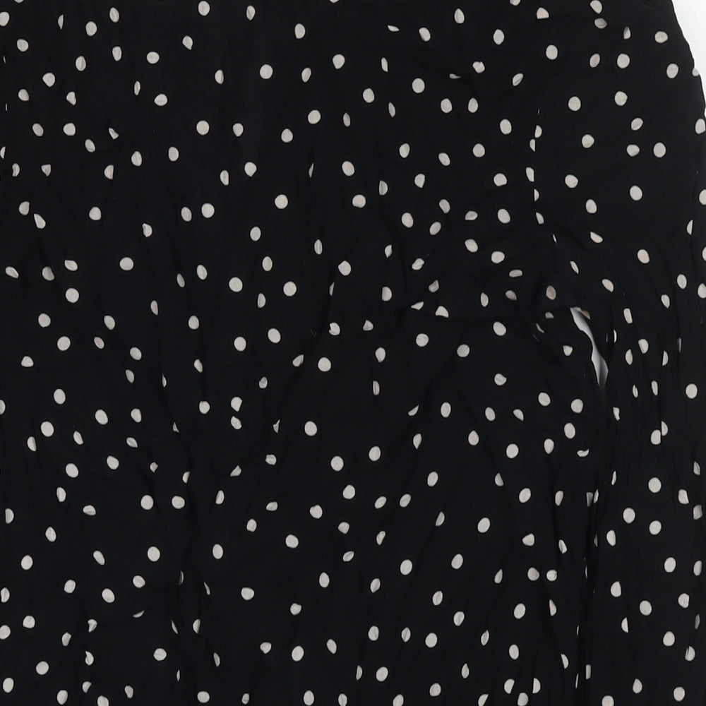 NEXT Womens Black Polka Dot Viscose Basic Blouse Size 8 Round Neck