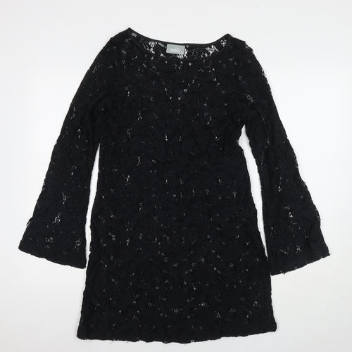 Wallis Womens Black Polyester A-Line Size 10 Round Neck Pullover
