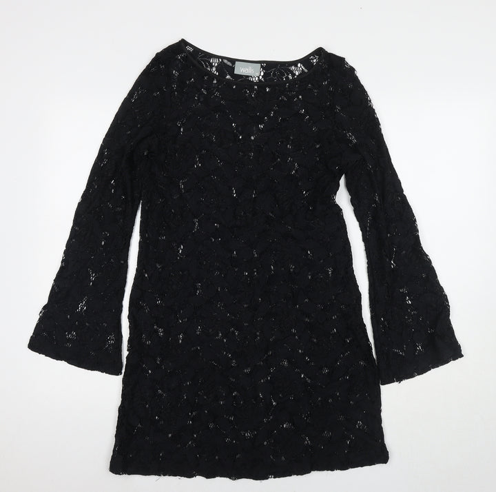 Wallis Womens Black Polyester A-Line Size 10 Round Neck Pullover