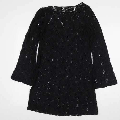 Wallis Womens Black Polyester A-Line Size 10 Round Neck Pullover
