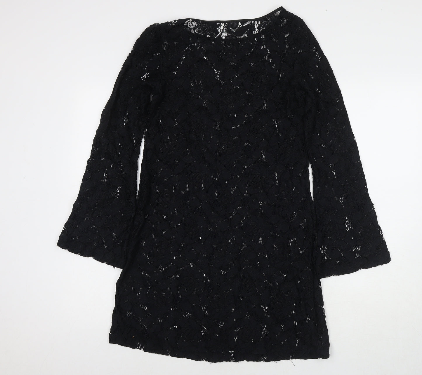 Wallis Womens Black Polyester A-Line Size 10 Round Neck Pullover