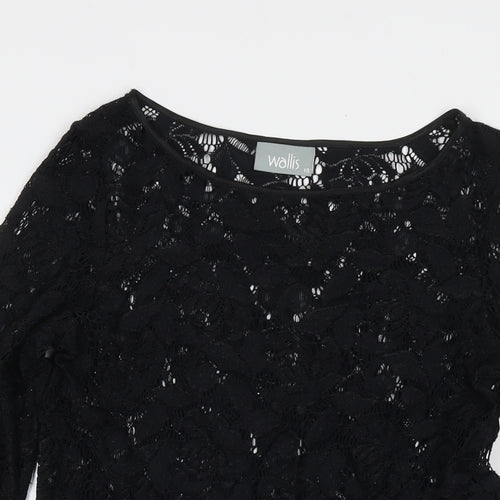 Wallis Womens Black Polyester A-Line Size 10 Round Neck Pullover