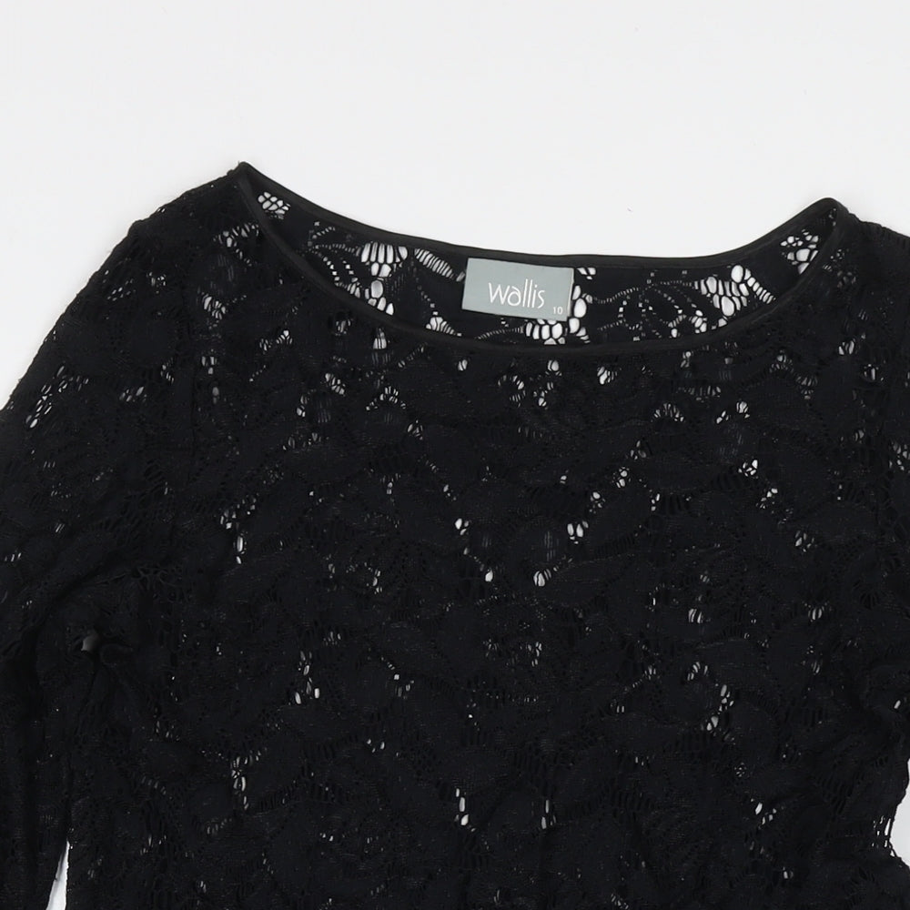 Wallis Womens Black Polyester A-Line Size 10 Round Neck Pullover