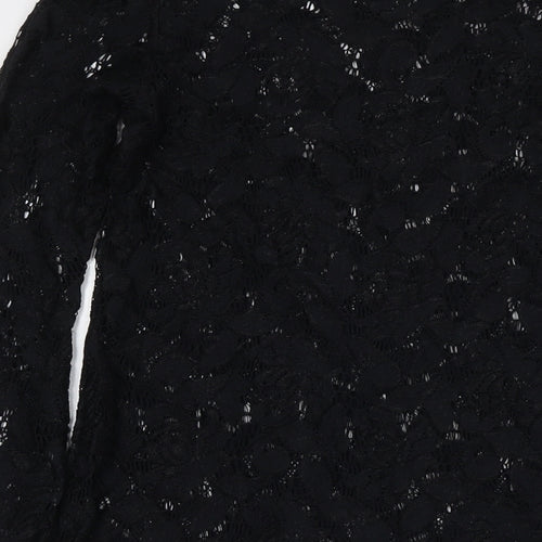 Wallis Womens Black Polyester A-Line Size 10 Round Neck Pullover