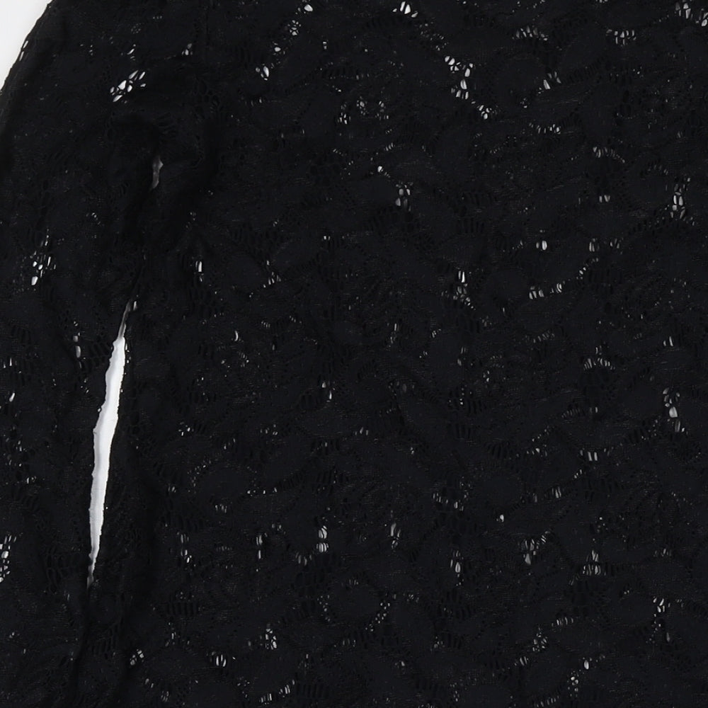 Wallis Womens Black Polyester A-Line Size 10 Round Neck Pullover