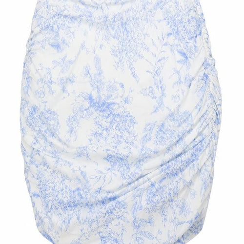 Boohoo Womens White Floral Polyester A-Line Skirt Size 12 Zip
