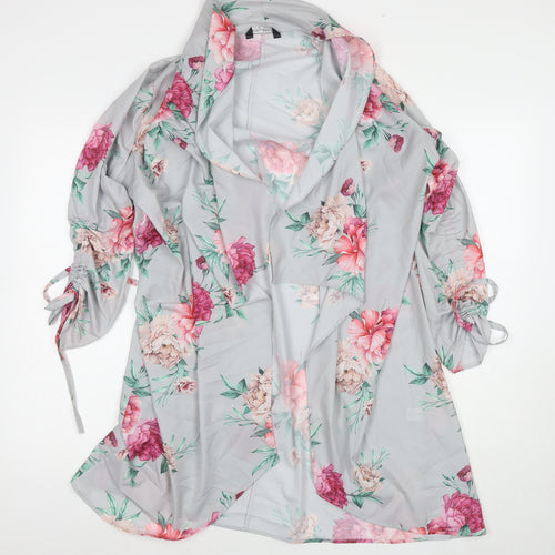 Select Womens Grey Floral Kimono Jacket Size 12