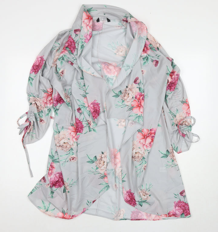 Select Womens Grey Floral Kimono Jacket Size 12