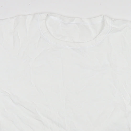 Marks and Spencer Mens White Cotton T-Shirt Size L Round Neck