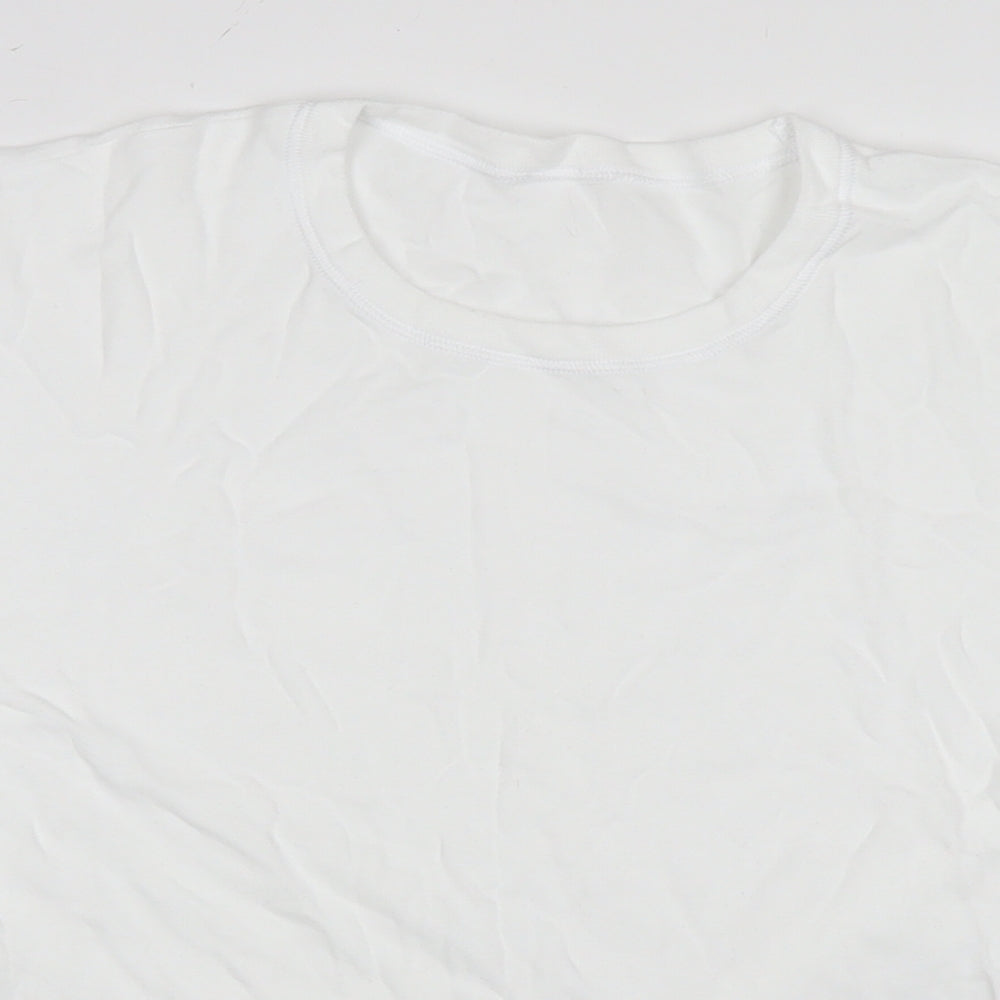 Marks and Spencer Mens White Cotton T-Shirt Size L Round Neck