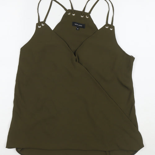 New Look Womens Green Polyester Basic T-Shirt Size 10 V-Neck