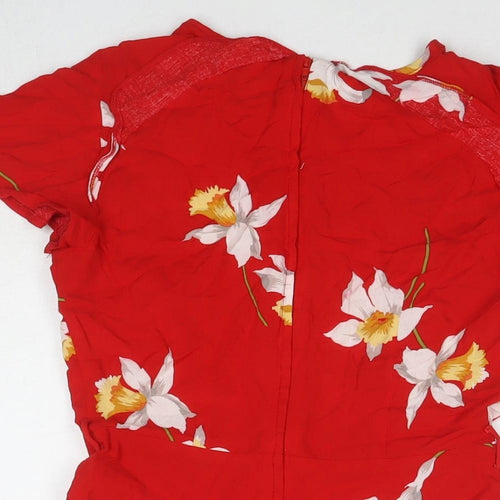 Dorothy Perkins Womens Red Viscose Fit & Flare Size 8 Round Neck Pullover