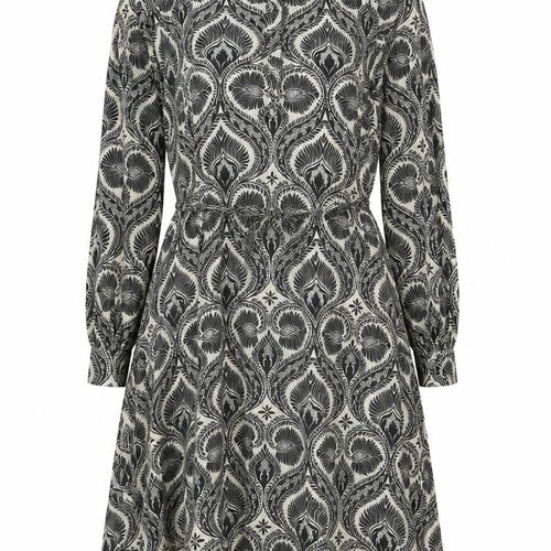 Khaadi Womens Black Geometric Viscose Shirt Dress Size S Collared Button
