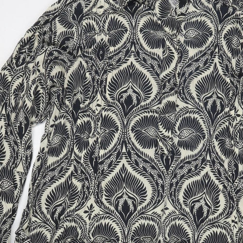 Khaadi Womens Black Geometric Viscose Shirt Dress Size S Collared Button