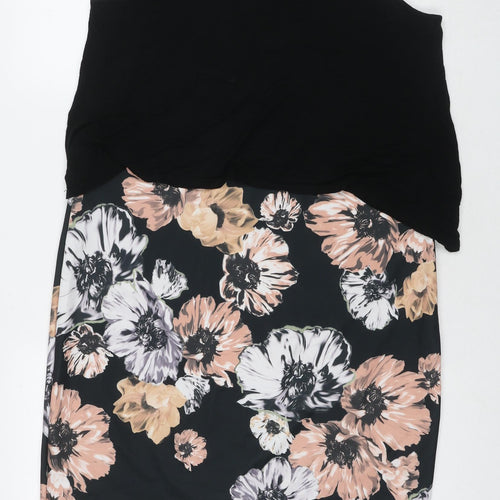 So Fabulous Womens Black Floral Polyester A-Line Size 18 Scoop Neck Pullover