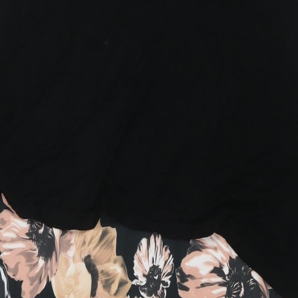 So Fabulous Womens Black Floral Polyester A-Line Size 18 Scoop Neck Pullover