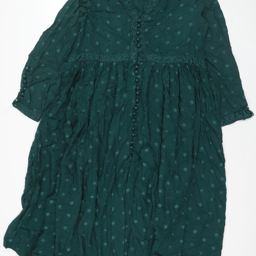 Khaadi Womens Green Viscose Maxi Size 12 V-Neck Button