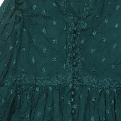 Khaadi Womens Green Viscose Maxi Size 12 V-Neck Button