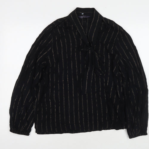 Marks and Spencer Womens Black Viscose Basic Button-Up Size 12 Collared