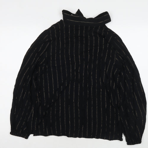 Marks and Spencer Womens Black Viscose Basic Button-Up Size 12 Collared