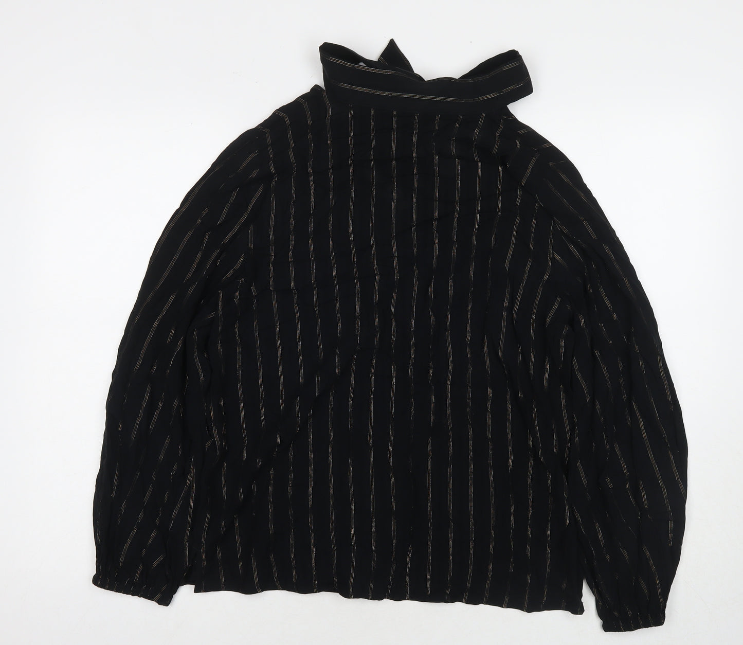Marks and Spencer Womens Black Viscose Basic Button-Up Size 12 Collared