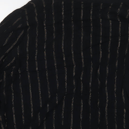 Marks and Spencer Womens Black Viscose Basic Button-Up Size 12 Collared