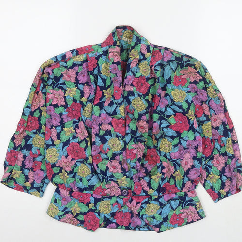 Solo Womens Multicoloured Floral Viscose Basic Button-Up Size 10 Collared