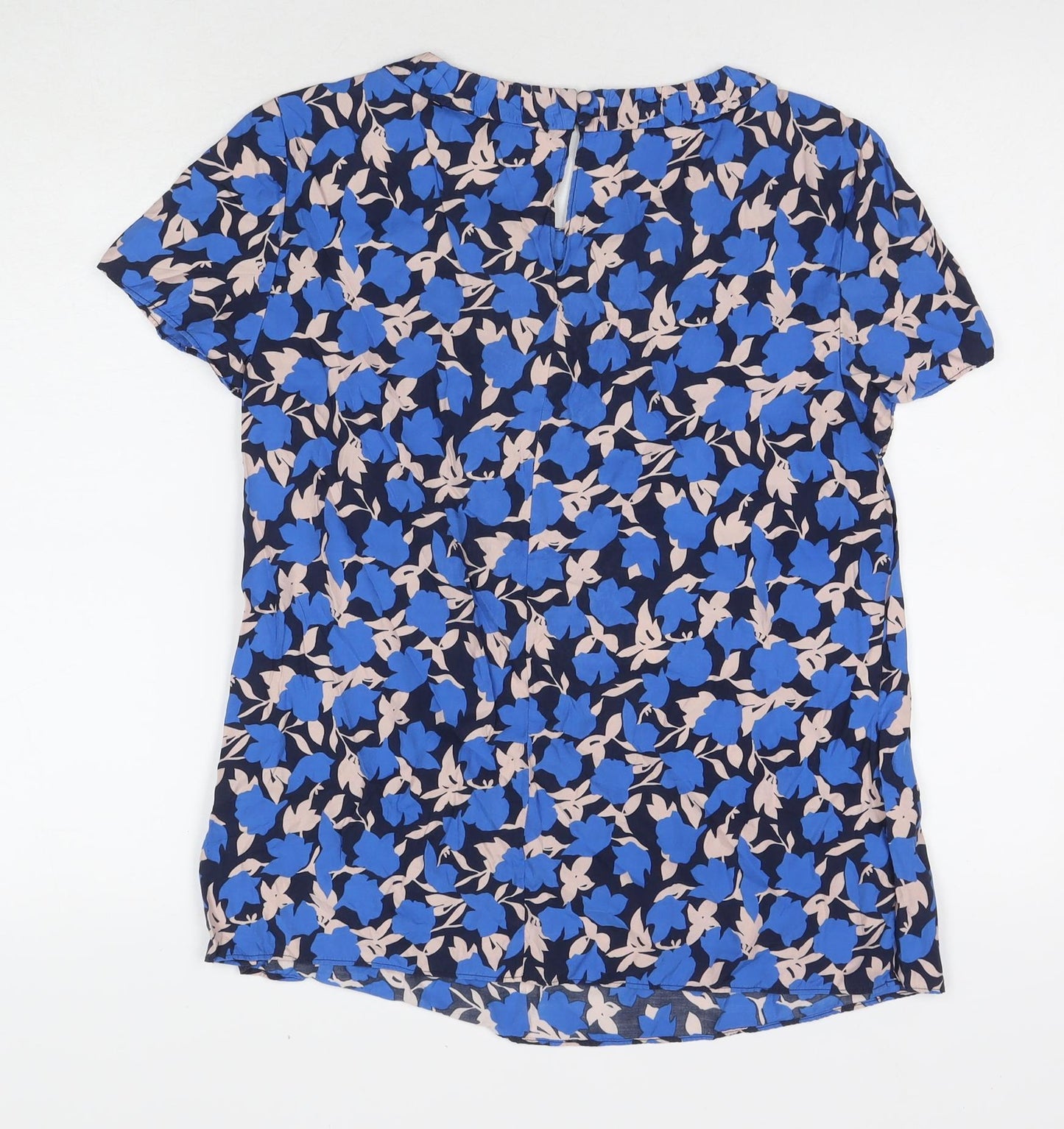 Boden Womens Blue Geometric Viscose Basic Blouse Size 12 Round Neck