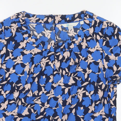 Boden Womens Blue Geometric Viscose Basic Blouse Size 12 Round Neck